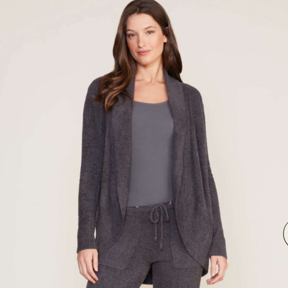 Barefoot Dreams CozyChic Lite Circle Cardi Carbon Brown . Size L /XL